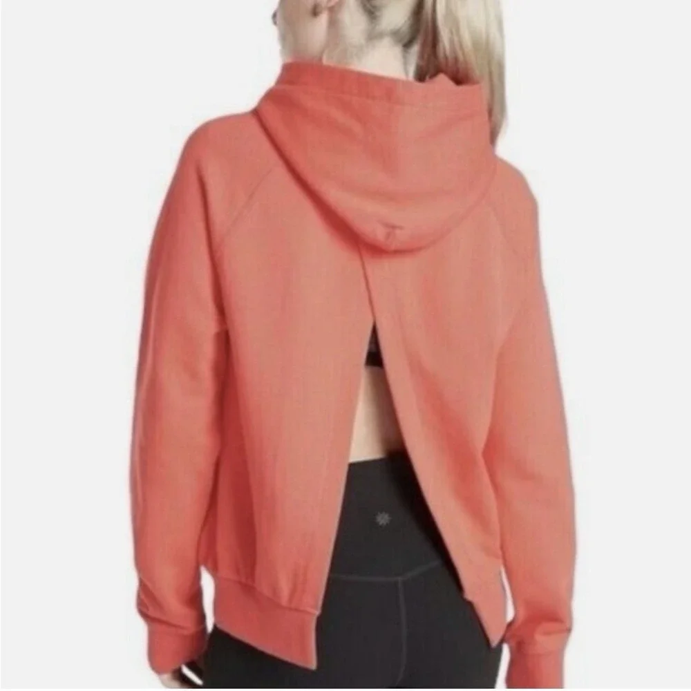 Athleta Moonrise Women's Size Medium Coral‎ French Terry Open Back Hoodie
